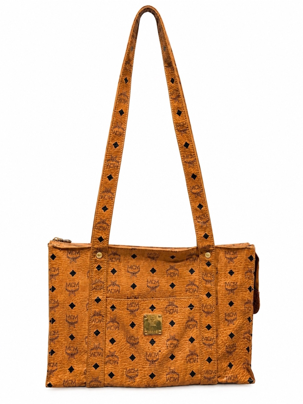 Vintage MCM Cognac Visetos Shoulder Tote Bag Made in Germany